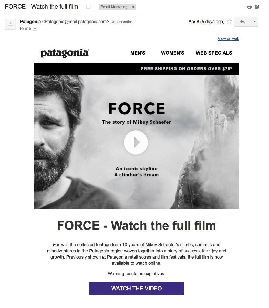 PatagoniaVideoInEmail