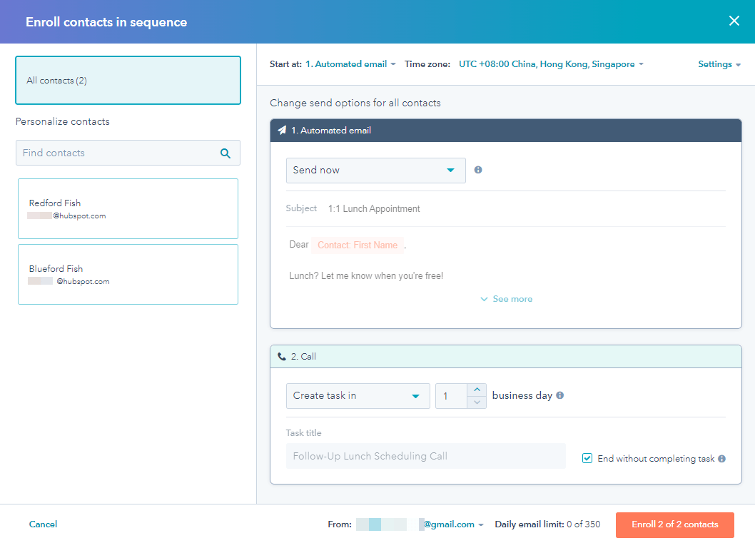 HubSpot Sequence Example