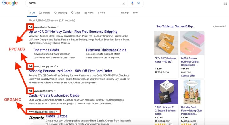 example of paid vs organic ads
