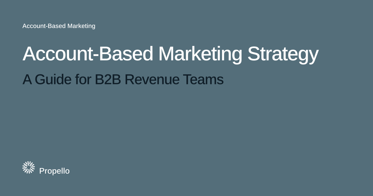 Account-Based Marketing Strategy: A Guide for B2B Revenue Teams. White and dark type on a slate ground, Propello.