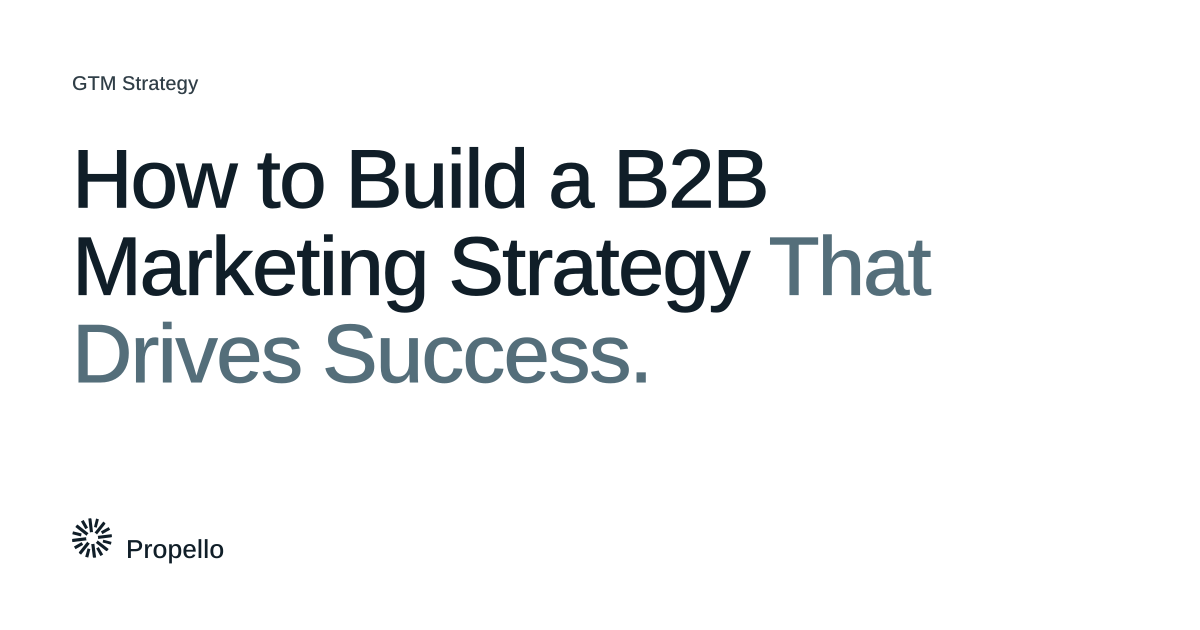 How to Build a B2B Marketing Strategy That Drives Success. Dark and slate type on a white ground, Propello.