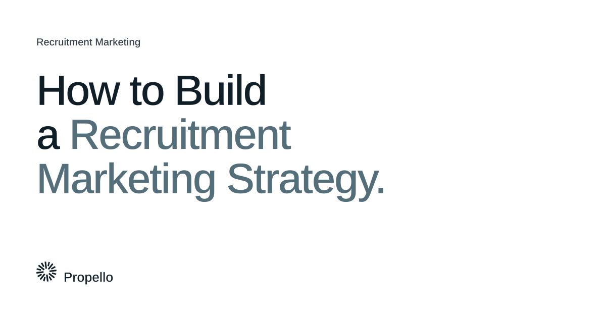 How to Build a Recruitment Marketing Strategy. Dark and slate type on a white ground, Propello.