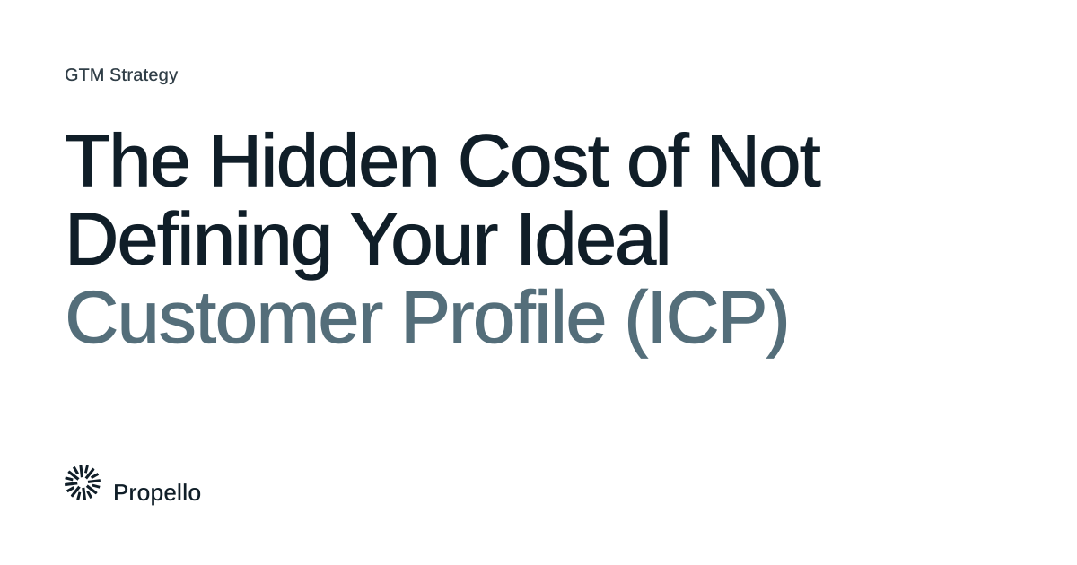 The Hidden Cost of Not Defining Your Ideal Customer Profile (ICP) Dark and slate type on a white ground, Propello.