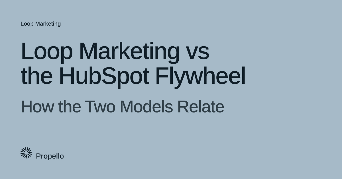 Loop Marketing vs the HubSpot Flywheel: How the Two Models Relate. Dark type on a pale blue-grey ground, Propello.